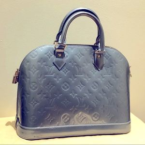 LV Bleu Givre Monogram Vernis Alma GM